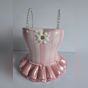 Russ Berrie Pink A Time To Dance Ceramic Ballet Tutu Coin Piggy Bank
